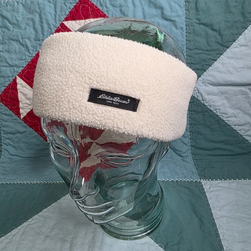 Eddie Bauer Polartec Fleece Headband Cream White Ear Warmer USA Made